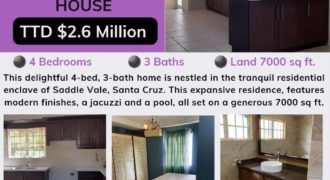 Ref# RSE017 Saddle Vale, Santa Cruz 4 Bed 3 Bath Home